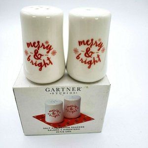 Gartner Studios "Merry & Bright" Salt And Pepper Shakers Christmas New In Box